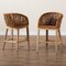 Baxton Studio Mario Modern Bohemian Natural Brown Finished Teak Wood and Rattan 2-Piece Counter Stool Set 232-2PC-13250-ZORO - alternate 7